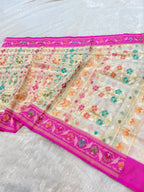 Half White 100% Pure Ektara Banarasi Kora Jamdani Saree