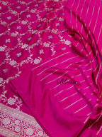 Rani Pink Banarasi Soft Meenakari Mashru Silk Partywear Saree