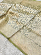 Diamond Green 100% Pure Tissue Silk Banarasi Partywear Saree