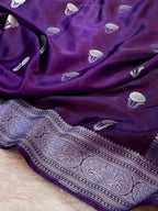 Violet Purple Banarasi Soft Meenakari Mashru Silk Partywear Saree