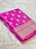 Fuchsia Pink Banarasi Soft Meenakari Mashru Silk Partywear Saree