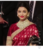Prebook | Aishwarya Rai | Maroon 100% Pure Banarasi Katan Silk Saree