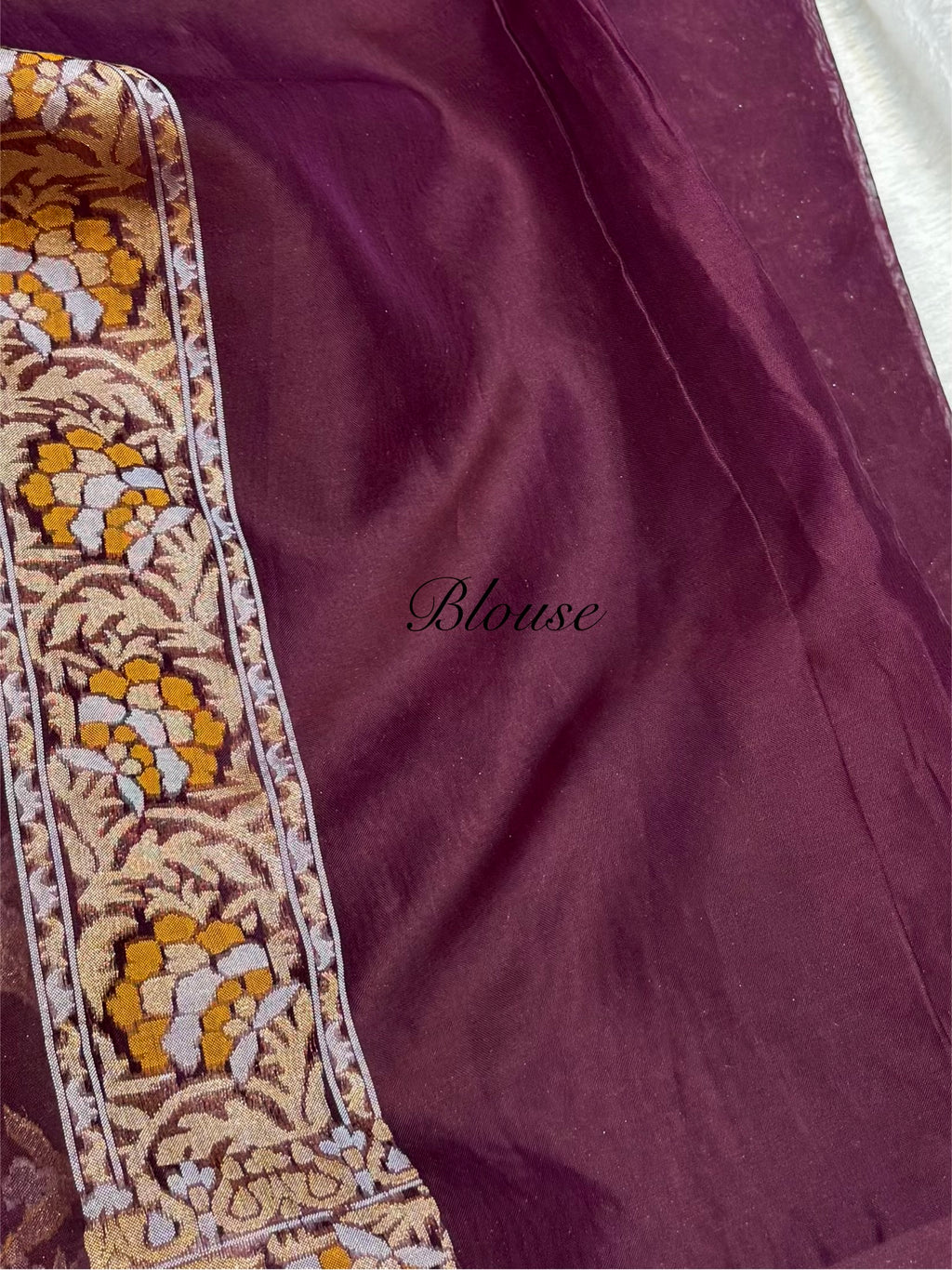 Wine Pure Banarasi Ektara Kora Jamdani Saree