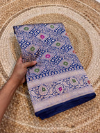 Royal Blue 100% Pure Banarasi Katan Silk Meenakari Brocade Saree