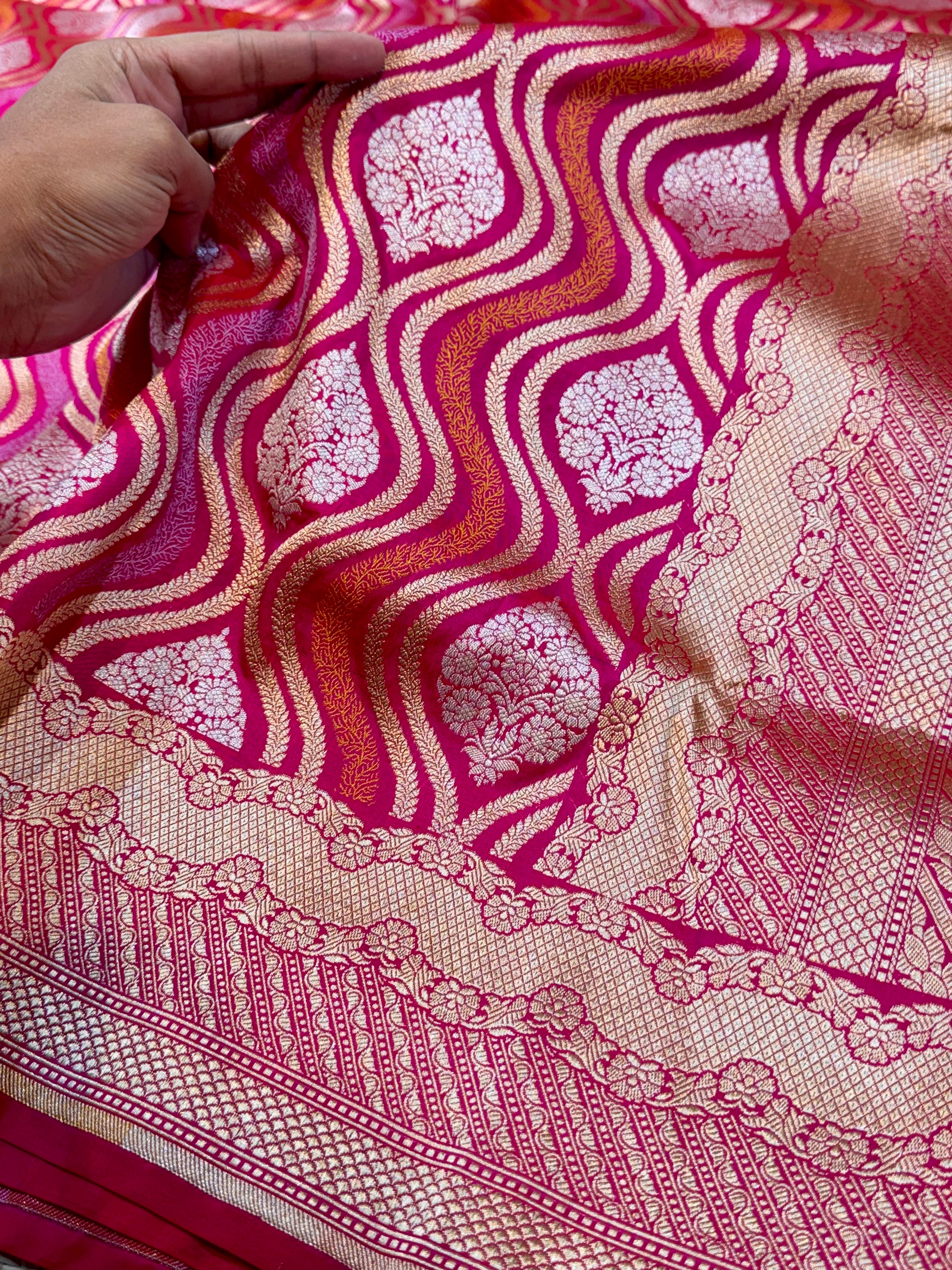 Prebook | Rani Pink 100% Pure Banarasi Katan Silk Tilfi Meenakari Saree