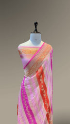 Pink 100% Pure Banarasi Khaddi Georgette RANGKAAT Saree