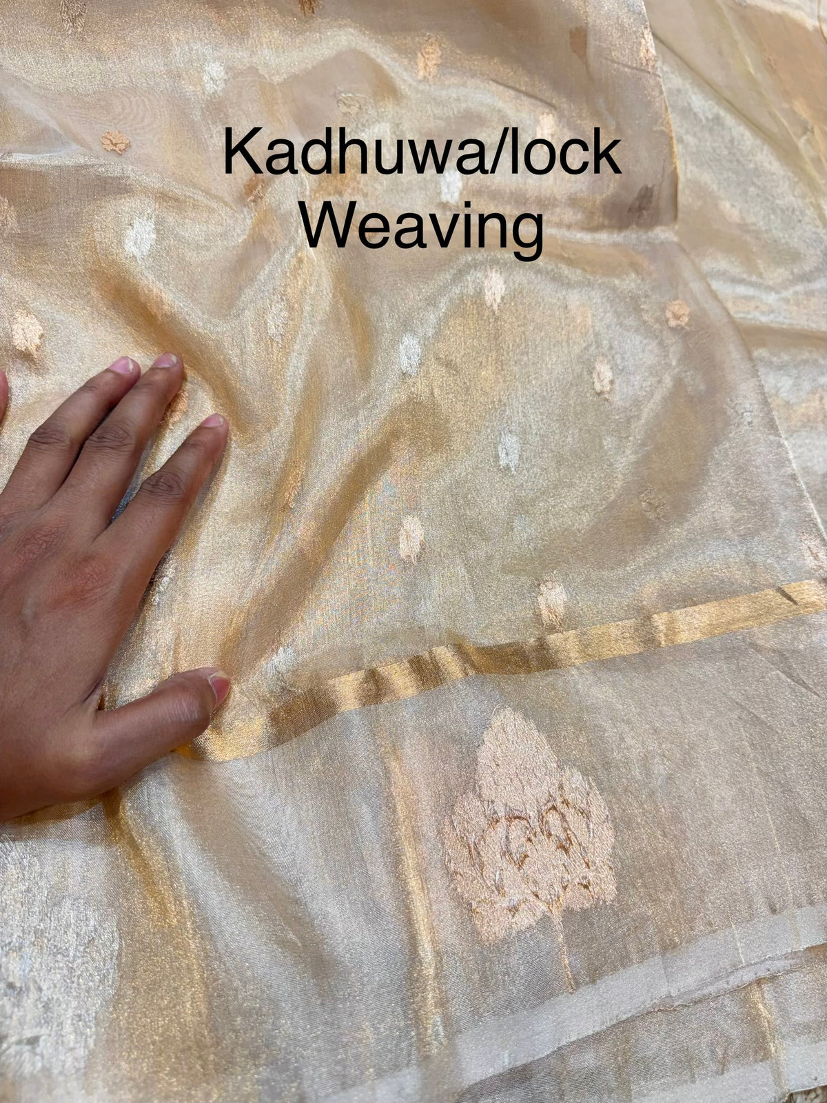 Diamond Gold 100% Pure Banarasi Tissue Silk Handloom Handwoven Saree