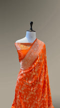 Fanta Orange 100% Pure Banarasi Katan Silk Saree