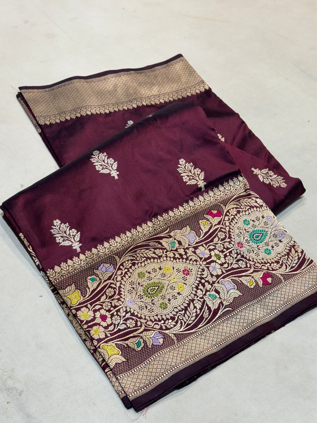 Coffee Brown 100% Pure Banaras Katan Silk Handloom Handwoven Pattu Saree