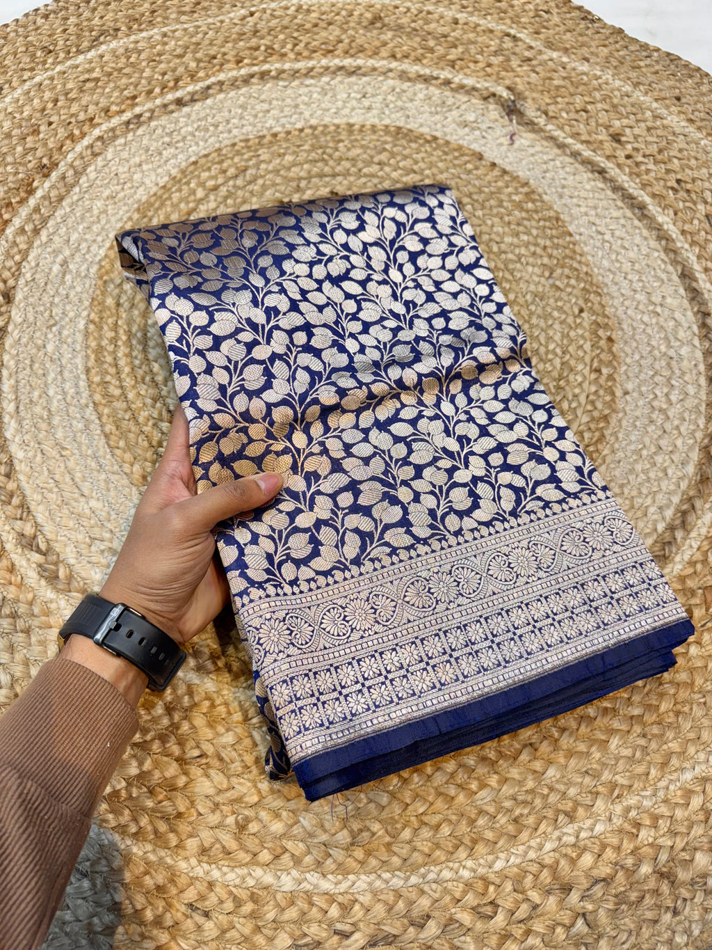 Royal Blue 100% Pure Banarasi Katan Silk Brocade Saree