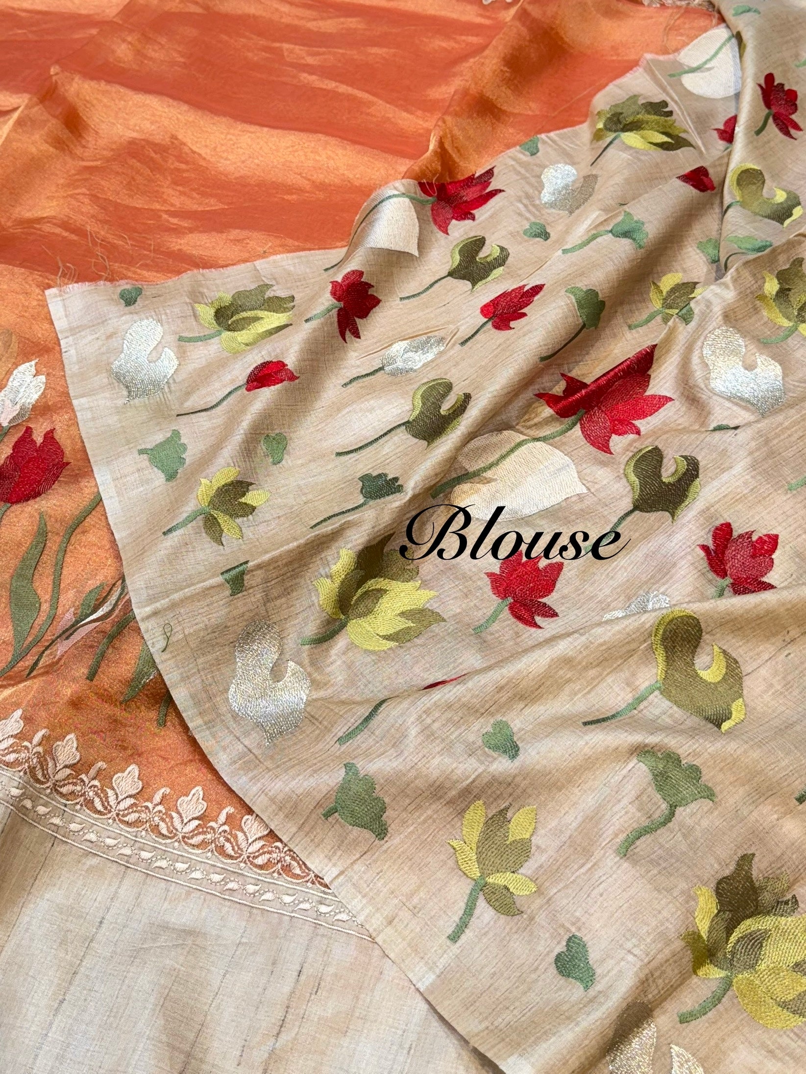 Diamond Peach 100% Pure Handloom Tissue Silk Partywear Banarasi Embroidery Lightweight Sarees