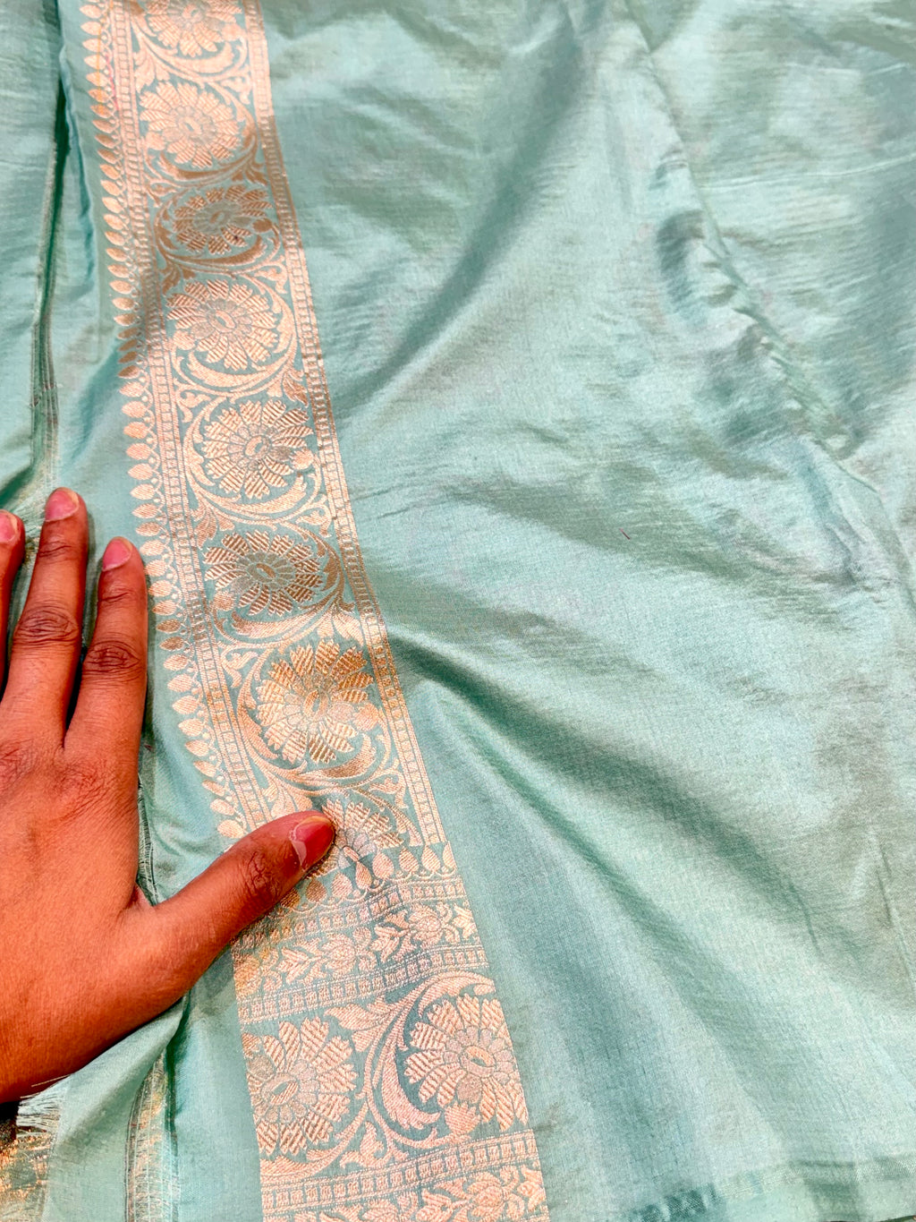 Sea Green 100% Pure Banaras Katan Silk Rangkaat Saree