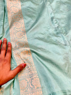 Sea Green 100% Pure Banaras Katan Silk Rangkaat Saree