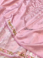 Pink Tussar Silk Partywear Banarasi Embroidery with Tissue Applique Lightweight Sarees
