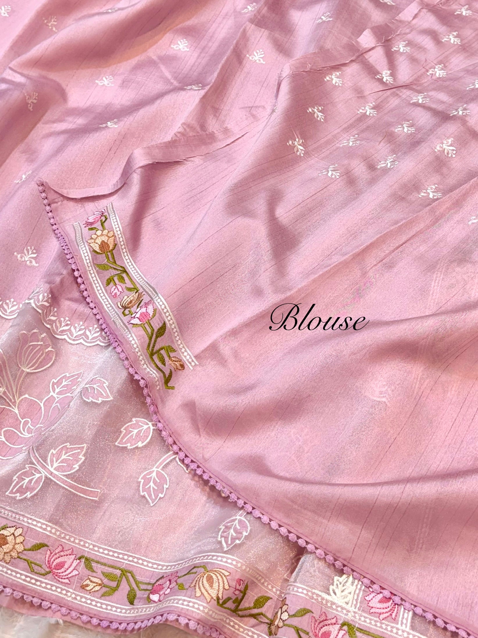 Pink Tussar Silk Partywear Banarasi Embroidery with Tissue Applique Lightweight Sarees