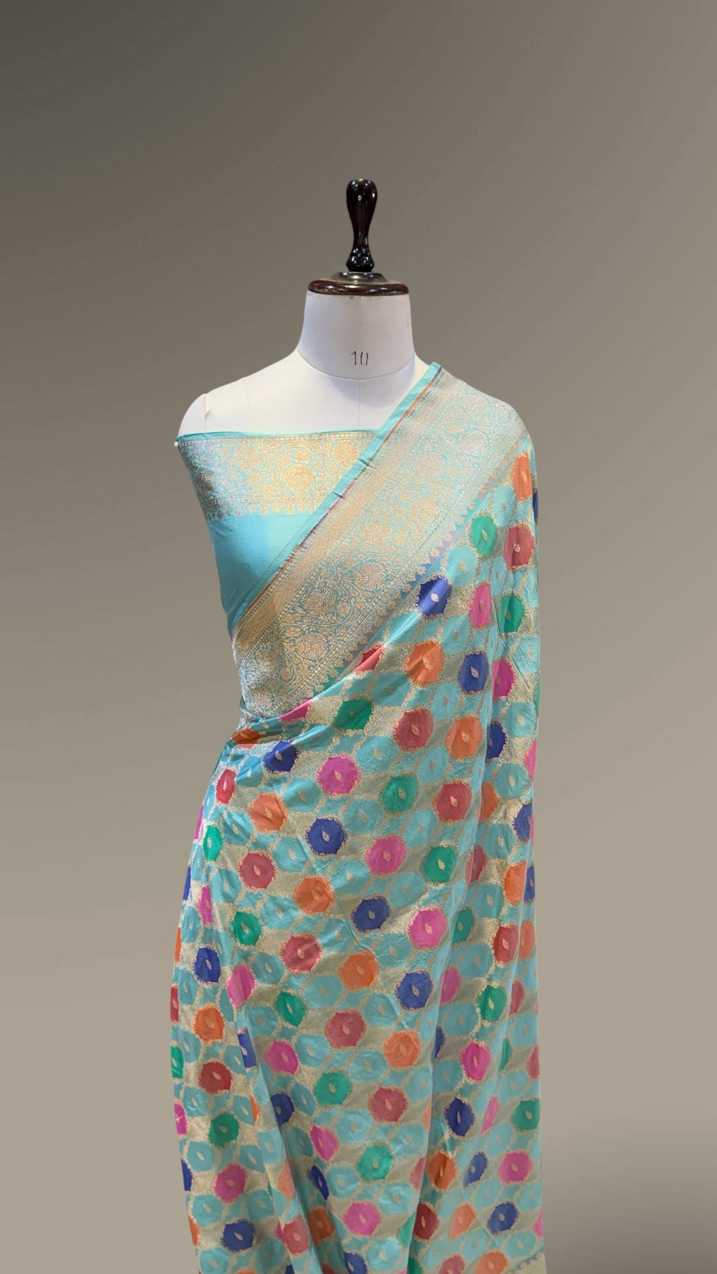 Powder Blue Exclusive Pure Banarasi Katan Silk Rangkaat Saree