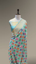 Powder Blue Exclusive Pure Banarasi Katan Silk Rangkaat Saree