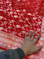 Red 100% Pure Banarasi Katan Silk Saree
