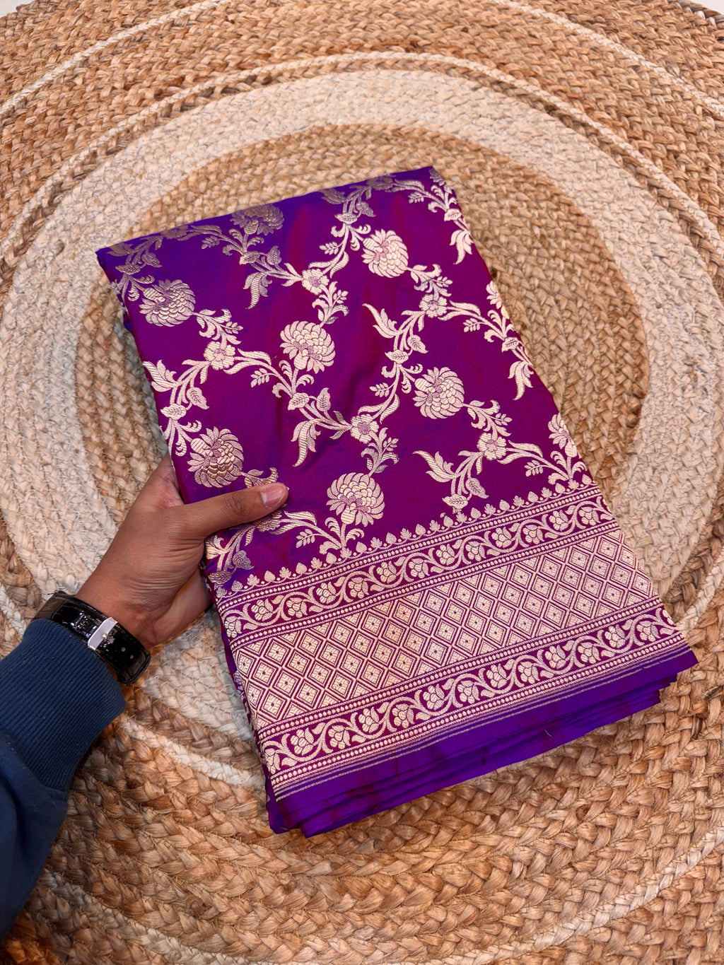 Dual Shade Wine Purple 100% Pure Banarasi Katan Silk Saree