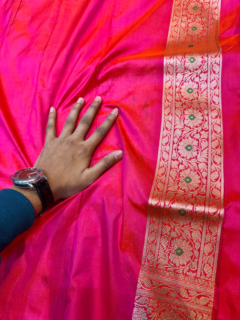 Dual Shade Pink 100% Pure Banarasi Katan Silk Meenakari Saree