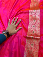 Dual Shade Pink 100% Pure Banarasi Katan Silk Meenakari Saree