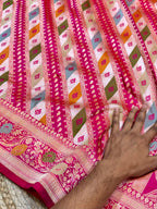 Rani Pink 100% Pure Banaras Katan Silk Rangkaat Saree