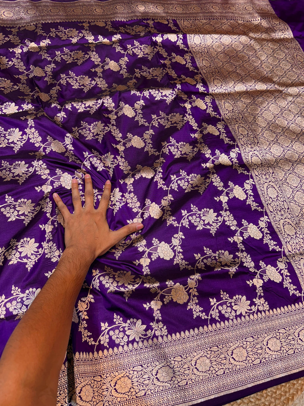 Violet Purple 100% Pure Banarasi Katan Silk Saree