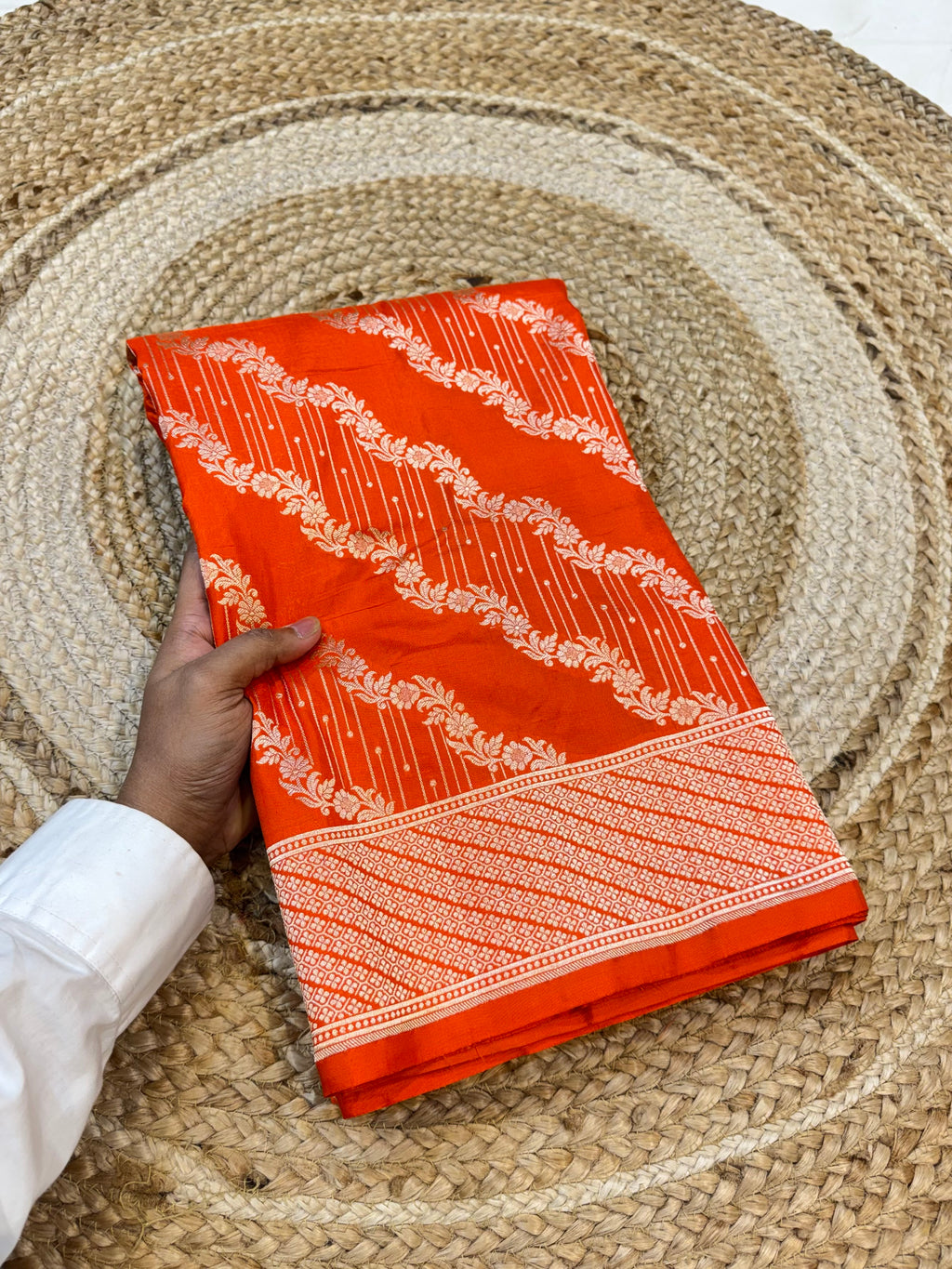 Prebook | Fanta Orange 100% Pure Banarasi Katan Silk Saree