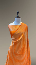 Fanta Orange 100% Pure Banarasi Katan Silk Brocade Saree