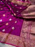 Wine Purple 100% Pure Banaras Katan Silk Handloom Handwoven Pattu Saree