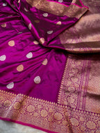 Wine Purple 100% Pure Banaras Katan Silk Handloom Handwoven Pattu Saree