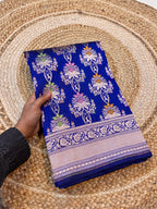 Prebook | Royal Blue 100% Pure Banarasi Katan Silk Meenakari Saree
