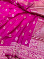 Fuscia Pink Pure Banarasi Katan Silk Saree