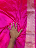 Rani Pink 100% Pure Banarasi Katan Silk Saree