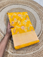 Yellow 100% Pure Banarasi Katan Silk Meenakari Saree