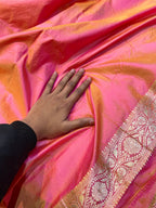 Dual Shade Pink Pure Banarasi Katan Silk Meenakari Saree