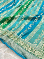 Blue 100% Pure Banarasi Khaddi Georgette RANGKAAT Saree