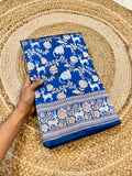 Sapphire Blue 100% Pure Banarasi Katan Silk Meenakari Saree