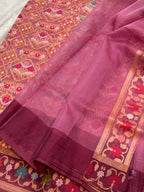 Prebook | Pink 100% Pure Ektara Banarasi Kora Jamdani Saree