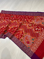 Prebook | Chilli Red Pure Ektara Banarasi Kora Jamdani Saree