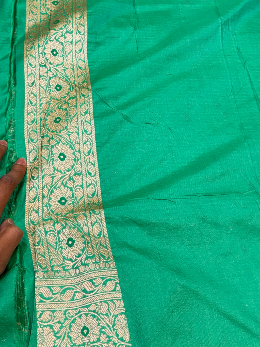 Sea Green 100% Pure Banarasi Katan Silk Meenakari Saree
