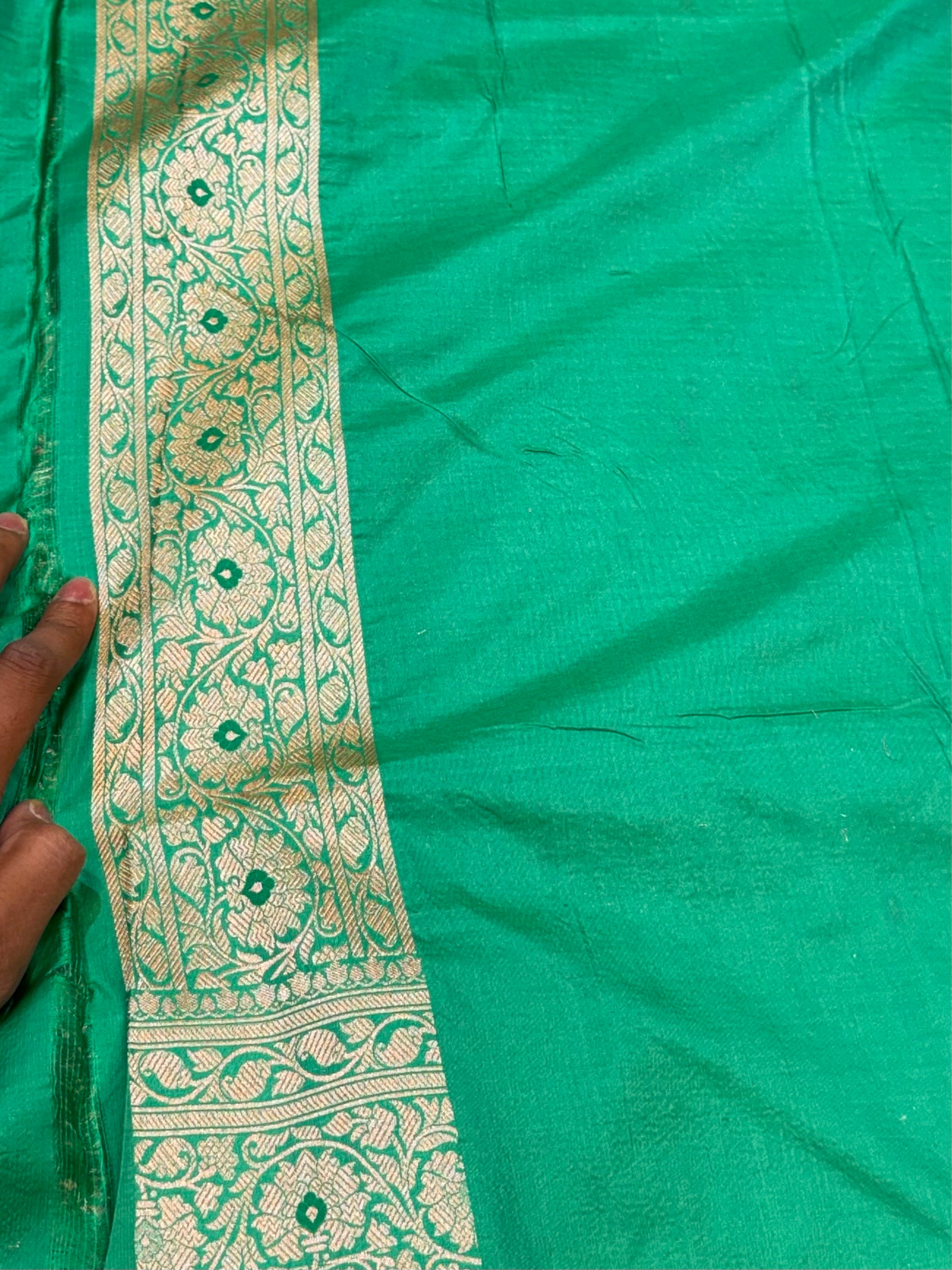 Sea Green 100% Pure Banarasi Katan Silk Meenakari Saree
