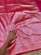 Rani Pink 100% Pure Banarasi Katan Silk Meenakari Brocade Saree