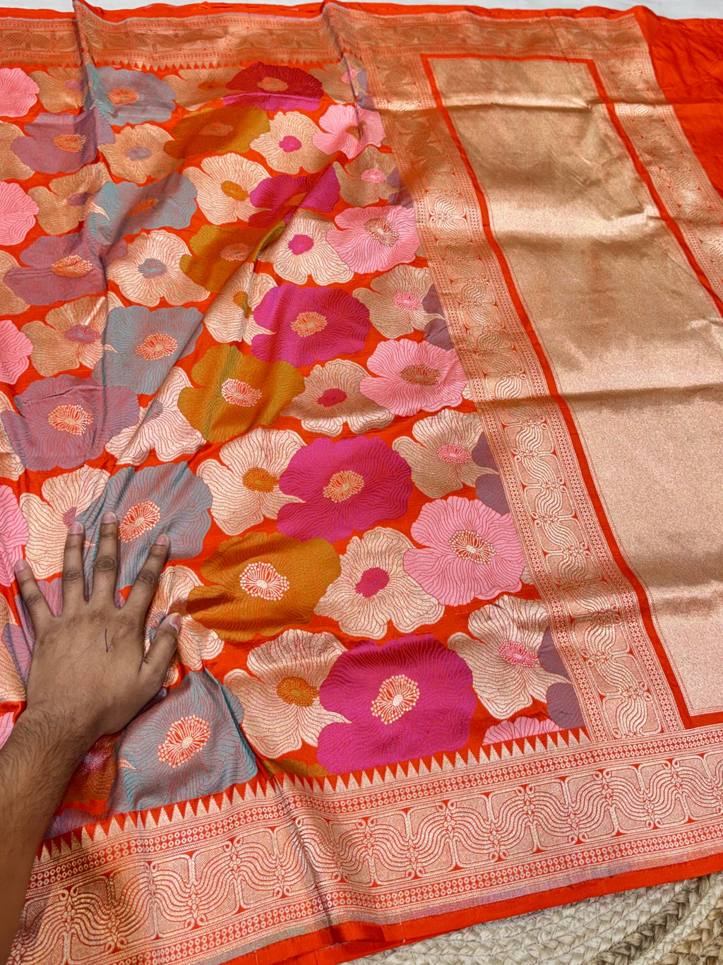 Prebook | Fanta Orange 100% Exclusive Pure Banaras Katan Silk Rangkaat Saree