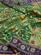 Prebook | Bottle Green Pure Banarasi Ektara Kora Jamdani Saree