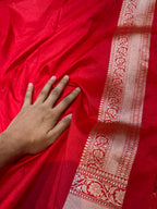 Prebook | Red 100% Pure Banarasi Katan Silk Meenakari Saree