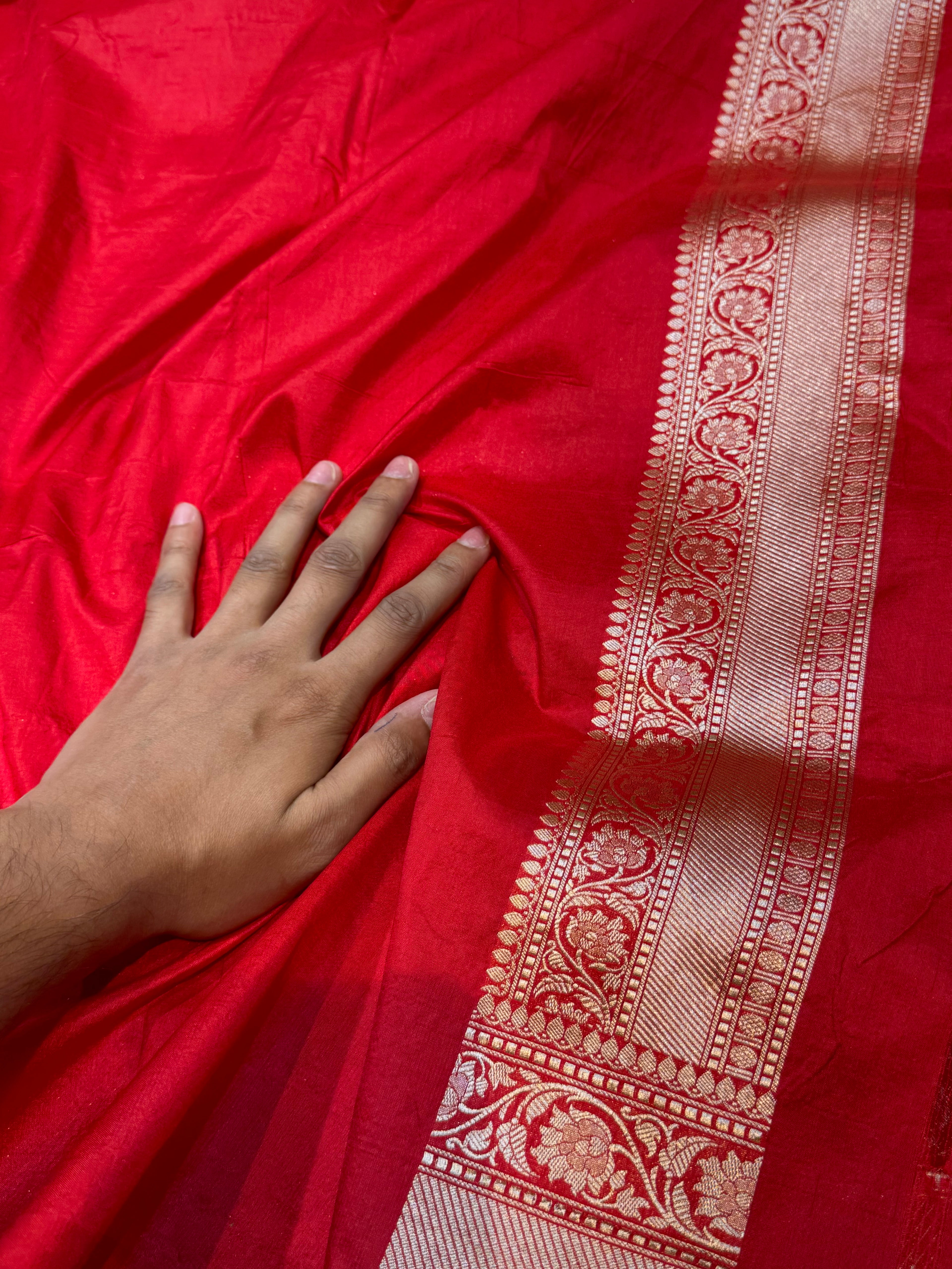 Prebook | Red 100% Pure Banarasi Katan Silk Meenakari Saree