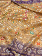 Diamond Golden Pure Ektara Banarasi Tissue Jamdani Saree