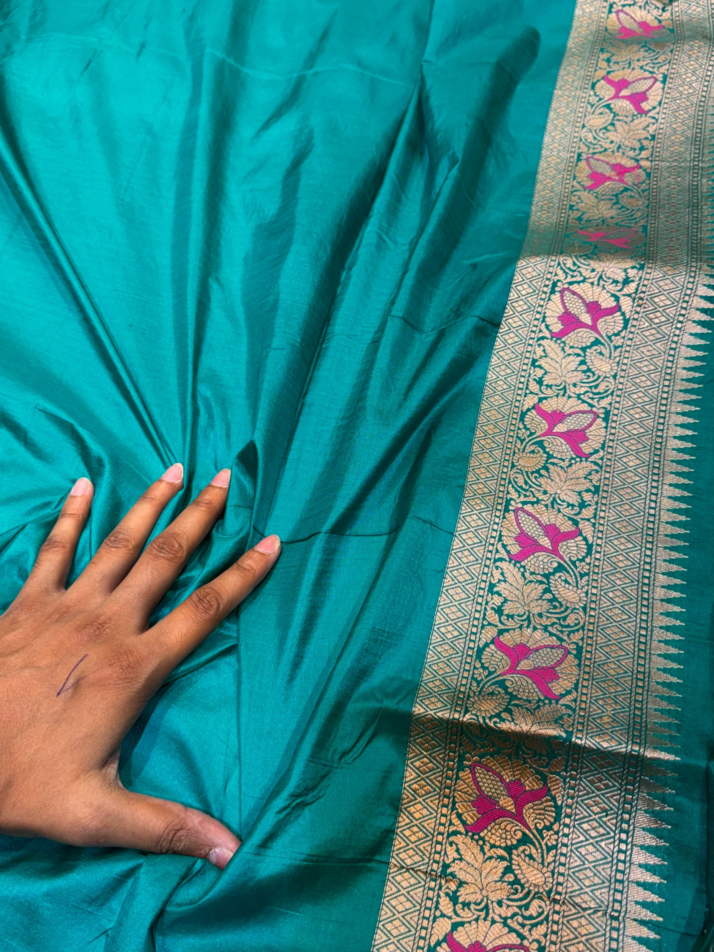 Sea Green 100% Exclusive Pure Banaras Katan Silk Rangkaat Saree