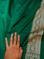 Bottle Green Pure Banarasi Katan Silk Saree